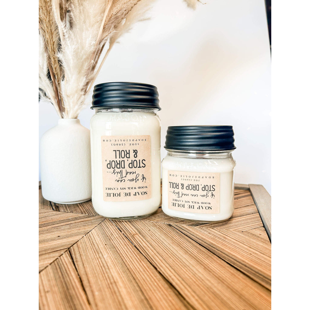 If you can read this... STOP, DROP & ROLL Mason Jar Candle - Premium Soy Candles from Soap de Jolie - Just $16! Shop now at Soap de Jolie