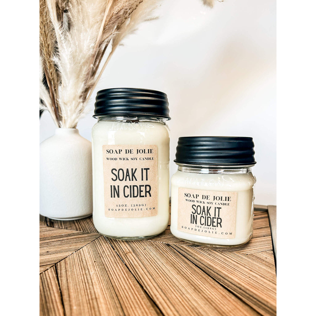 Soak it in Cider Mason Jar Candles - Premium Soy Candles from Soap de Jolie - Just $16! Shop now at Soap de Jolie