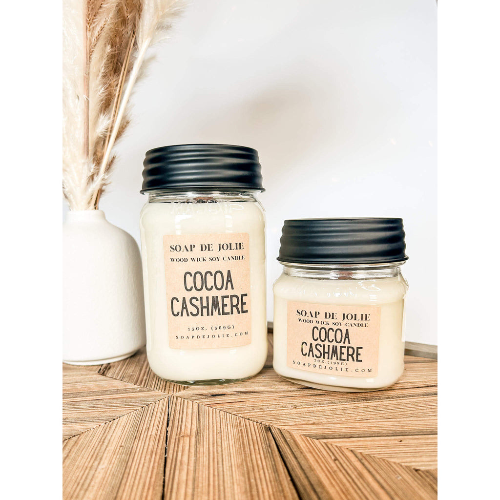 Cocoa Cashmere Mason Jar Candles - Premium Soy Candles from Soap de Jolie - Just $16! Shop now at Soap de Jolie