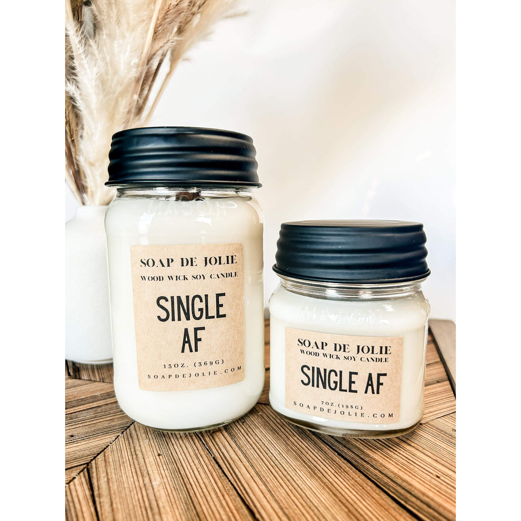 Single AF Mason Jar Candles - Premium Soy Candles from Soap de Jolie - Just $16! Shop now at Soap de Jolie