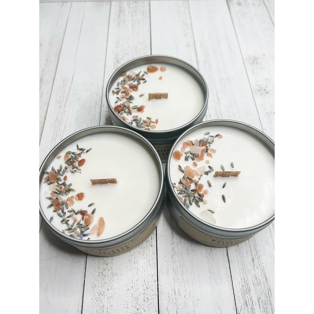 White Sage & Lavender 8 oz. Candle Tin - Premium Soy Candles from Soap de Jolie - Just $12! Shop now at Soap de Jolie