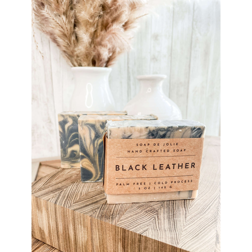 Black Leather_ Handmade_ Natural_ Cold Process Soap - Premium Cold Process Soap from Soap de Jolie - Just $7! Shop now at Soap de Jolie